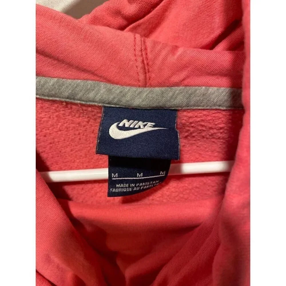 Nike Womens Funnel Neck Hoodie Coral Pink‎ Cowl Neck Fleece Sweatshirt Medium